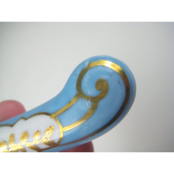 Decorative Cheese Knife Spoon Set Blue Gold Porcelain Handles Serving Utensils - Picture 6 of 9